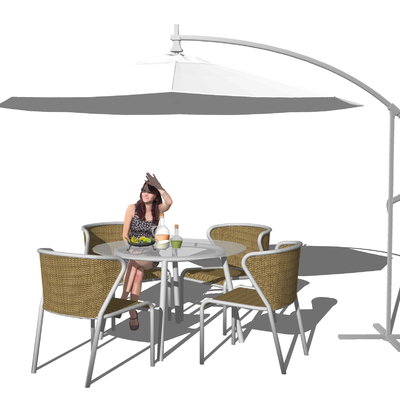 现代户外休闲桌椅su模型