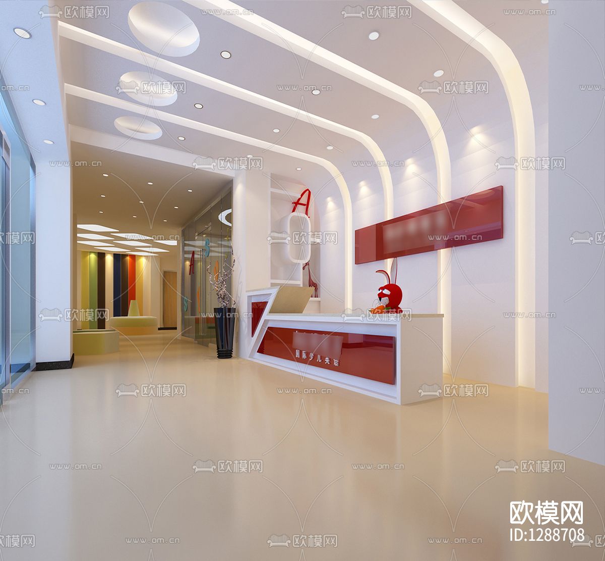 英语培训机构CAD图纸下载（渲染图1）