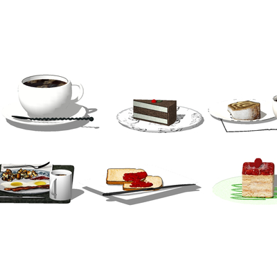  现代蛋糕甜品su模型 