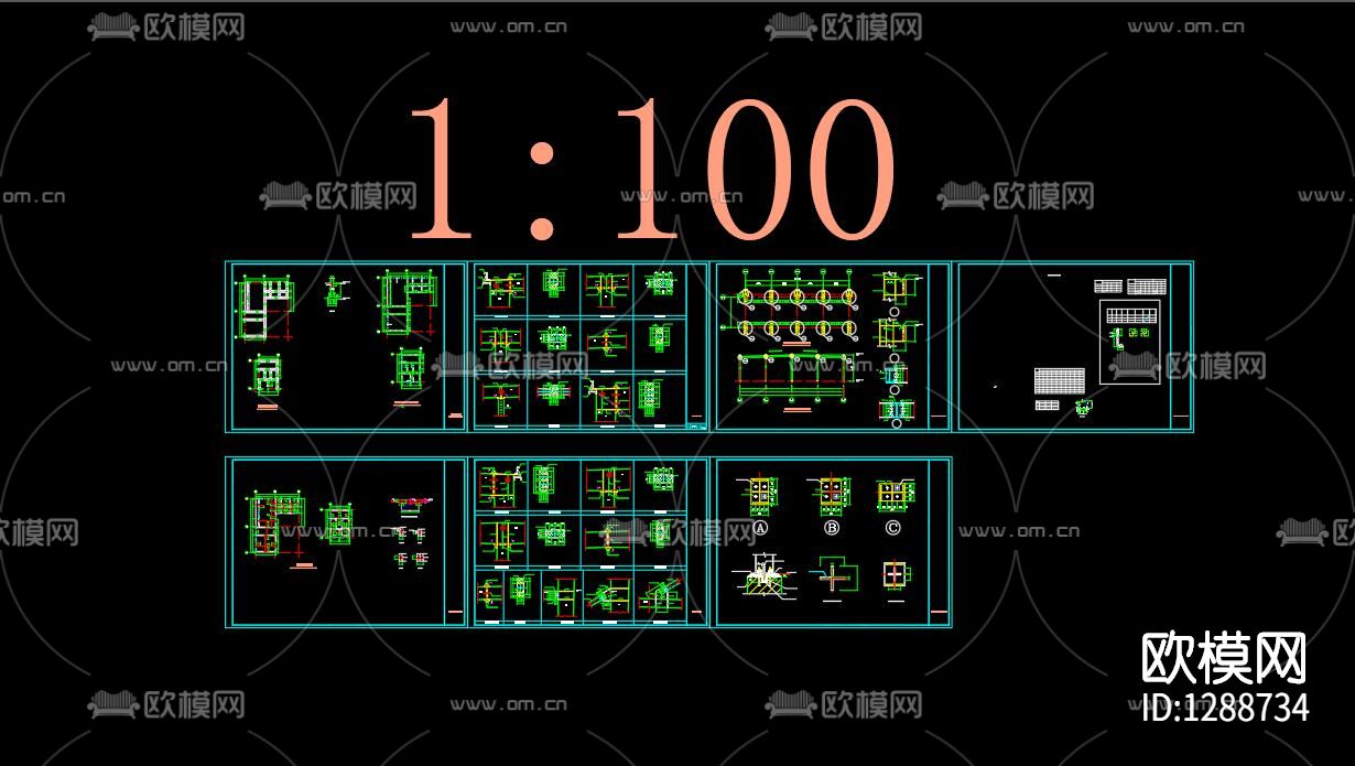 物流园仓库钢结构CAD图纸下载（渲染图2）
