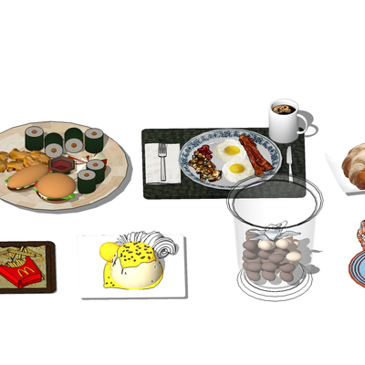  现代蛋糕甜品su模型 