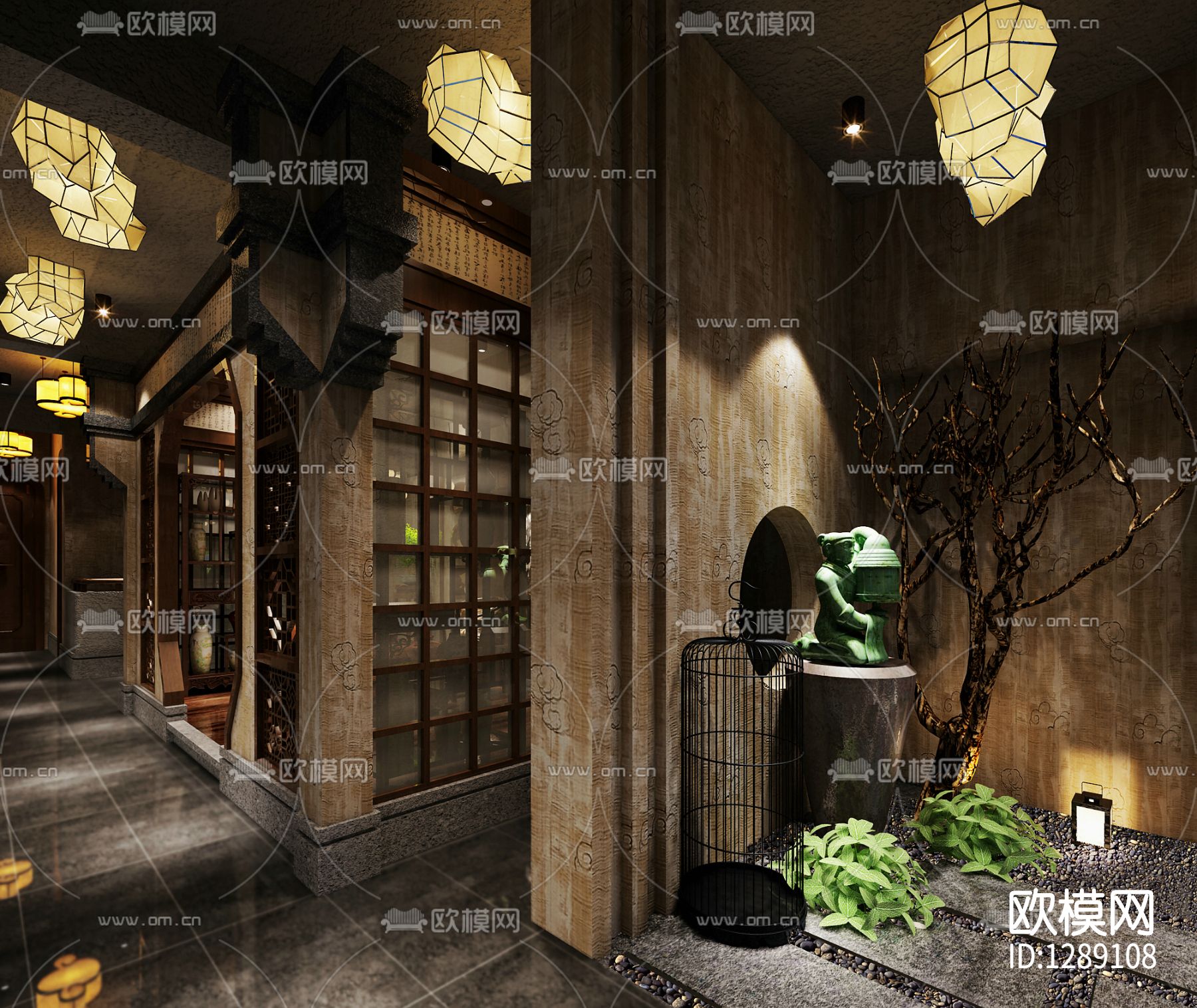 梦回唐朝会所cad施工图下载（渲染图5）