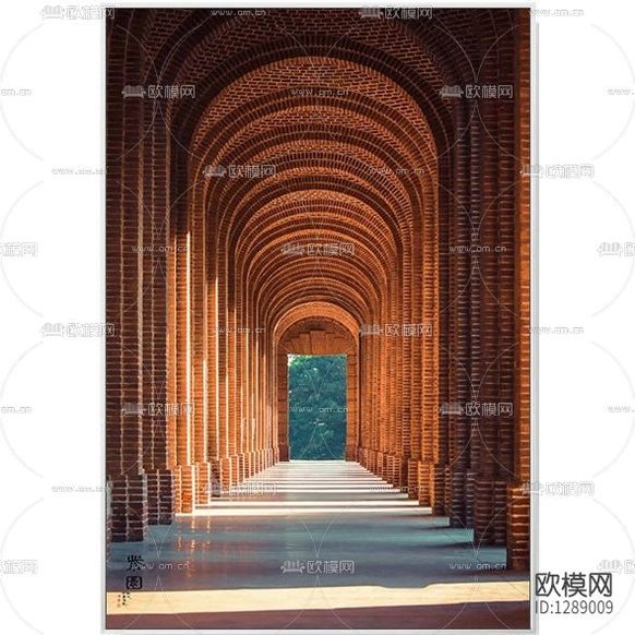新中式轻奢建筑道路摄影装饰画下载