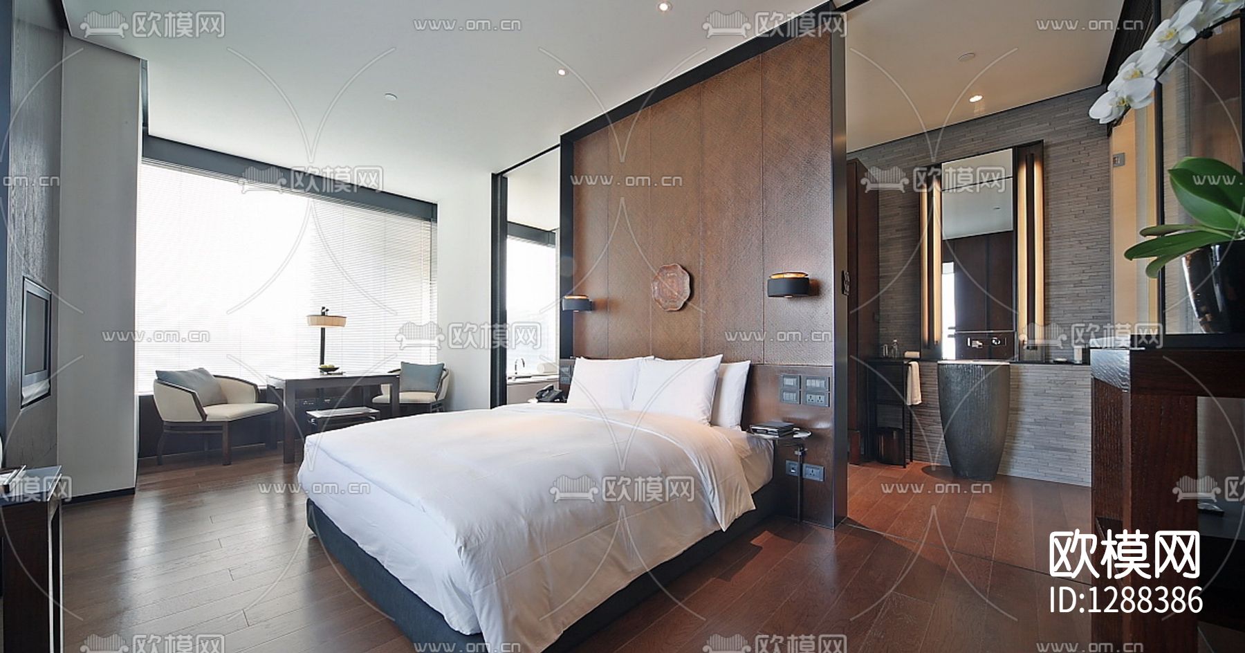 酒店客房cad施工图下载（渲染图1）