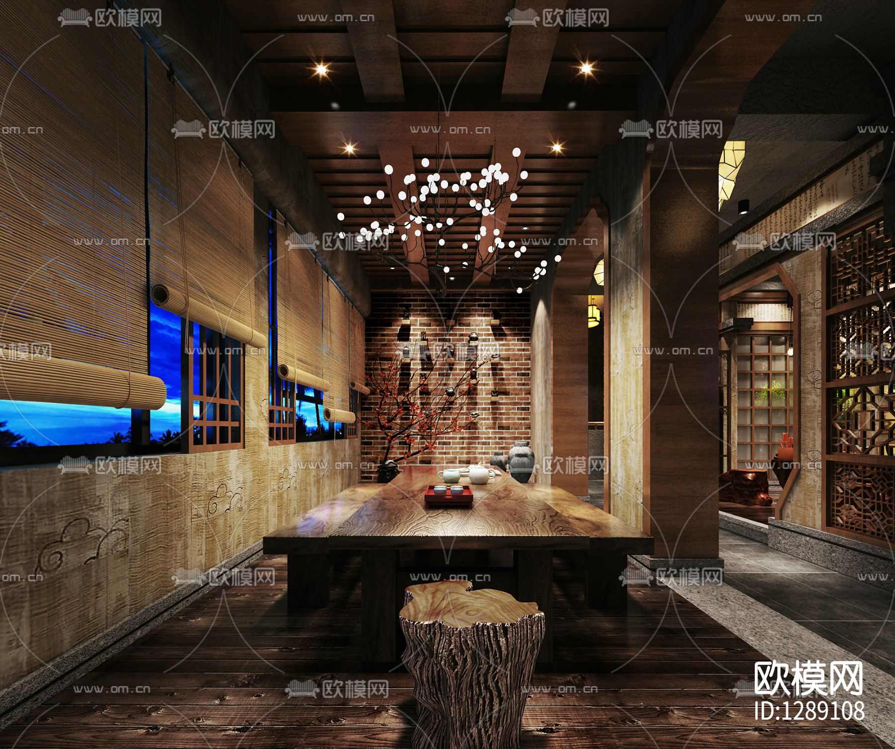 梦回唐朝会所cad施工图下载（渲染图2）