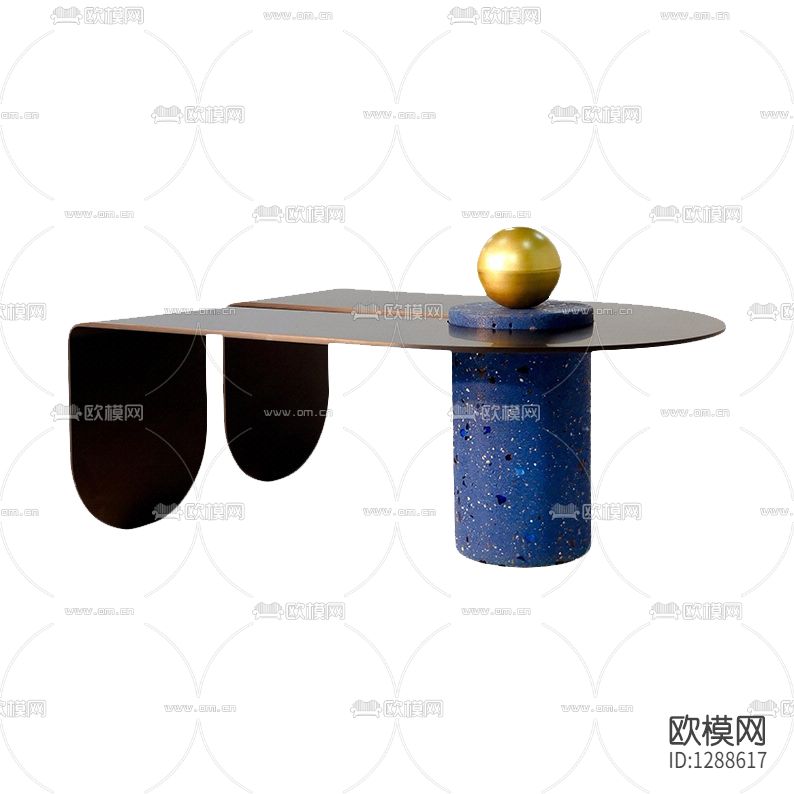 北欧轻奢水磨石不锈钢茶几
