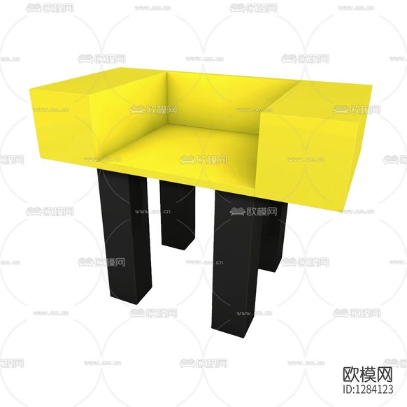 现代极简黄黑色拼接儿童椅下载