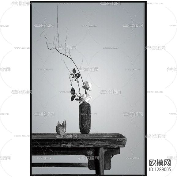 新中式轻奢玄关摄影装饰画下载