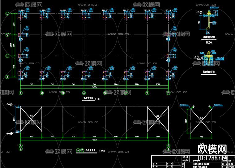 钢结构篮球场CAD图纸下载（渲染图2）