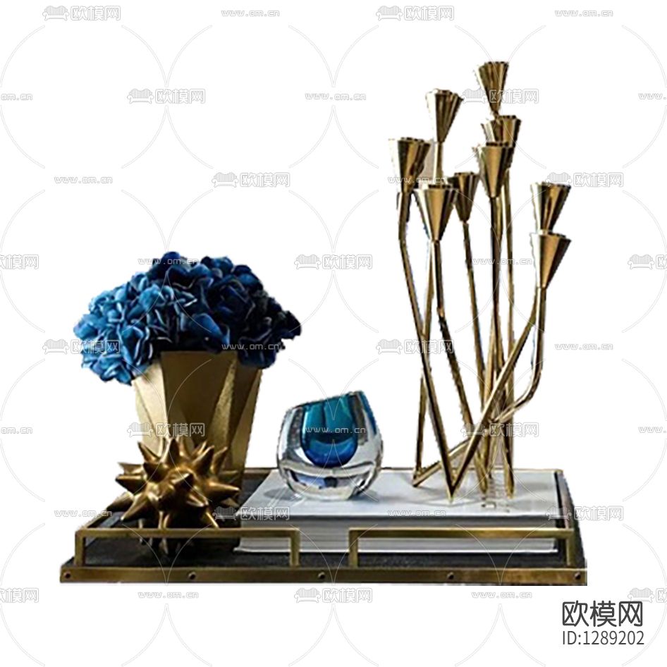 现代轻奢金属实木托盘