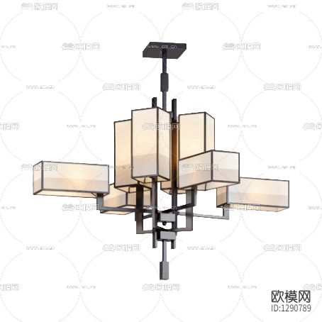 新中式简约实木玻璃吊灯下载