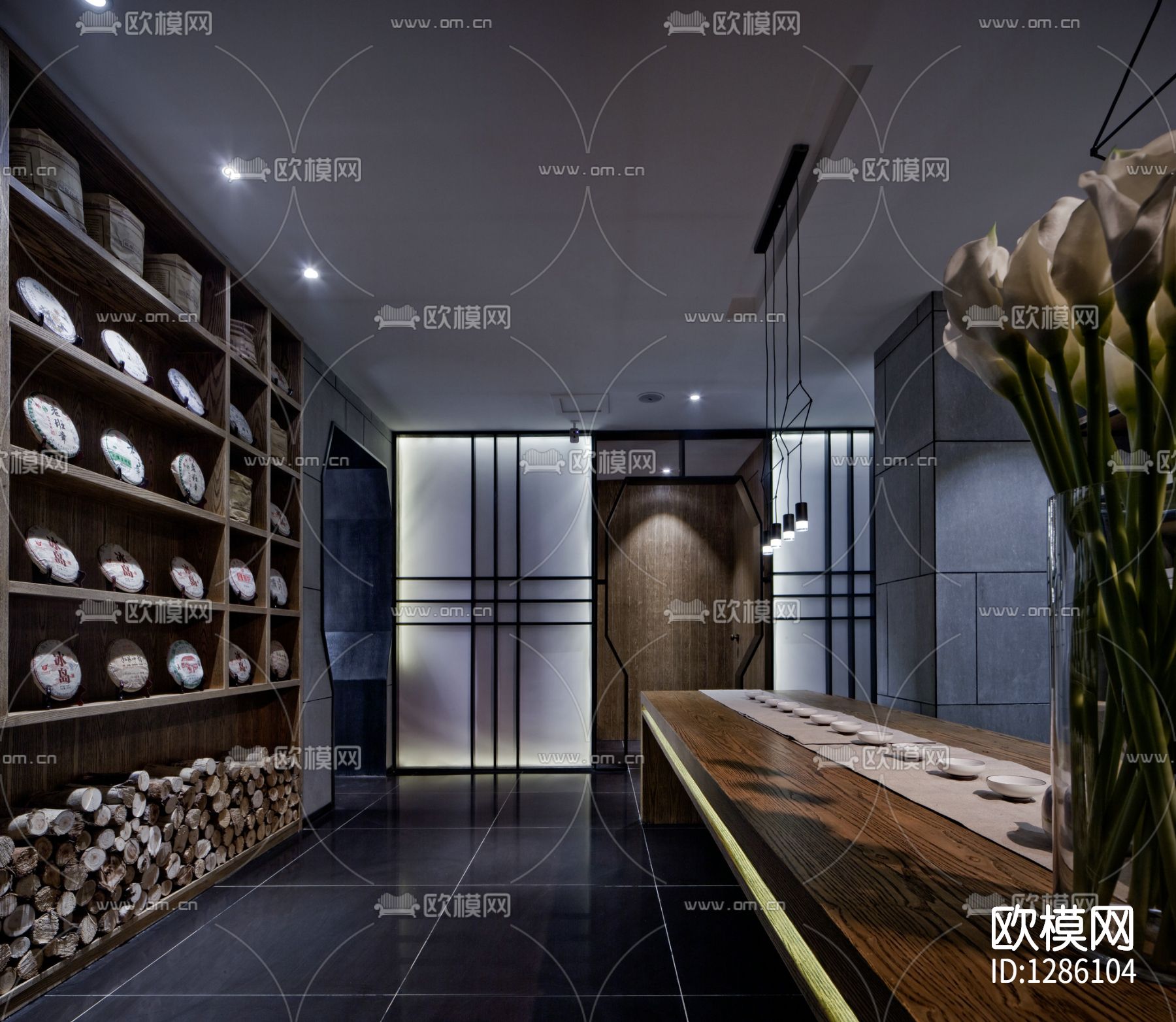 中式茶室会所cad施工图下载（渲染图1）