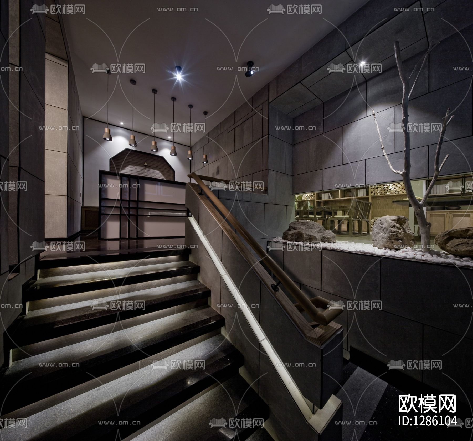 中式茶室会所cad施工图下载（渲染图3）