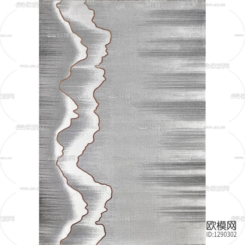 新中式简约山水纹布艺地毯下载