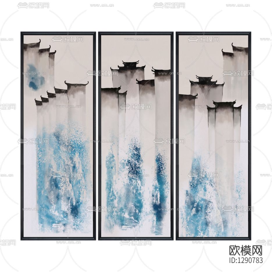 新中式禅意三联装饰画