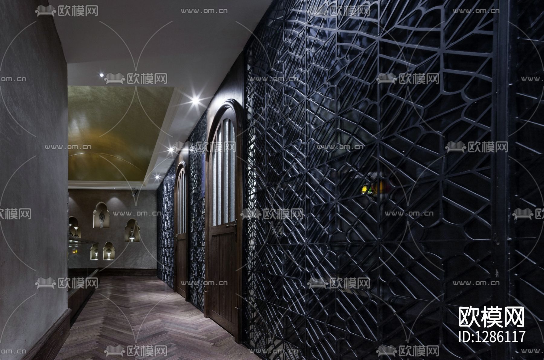 天域格餐厅会所cad施工图下载（渲染图6）