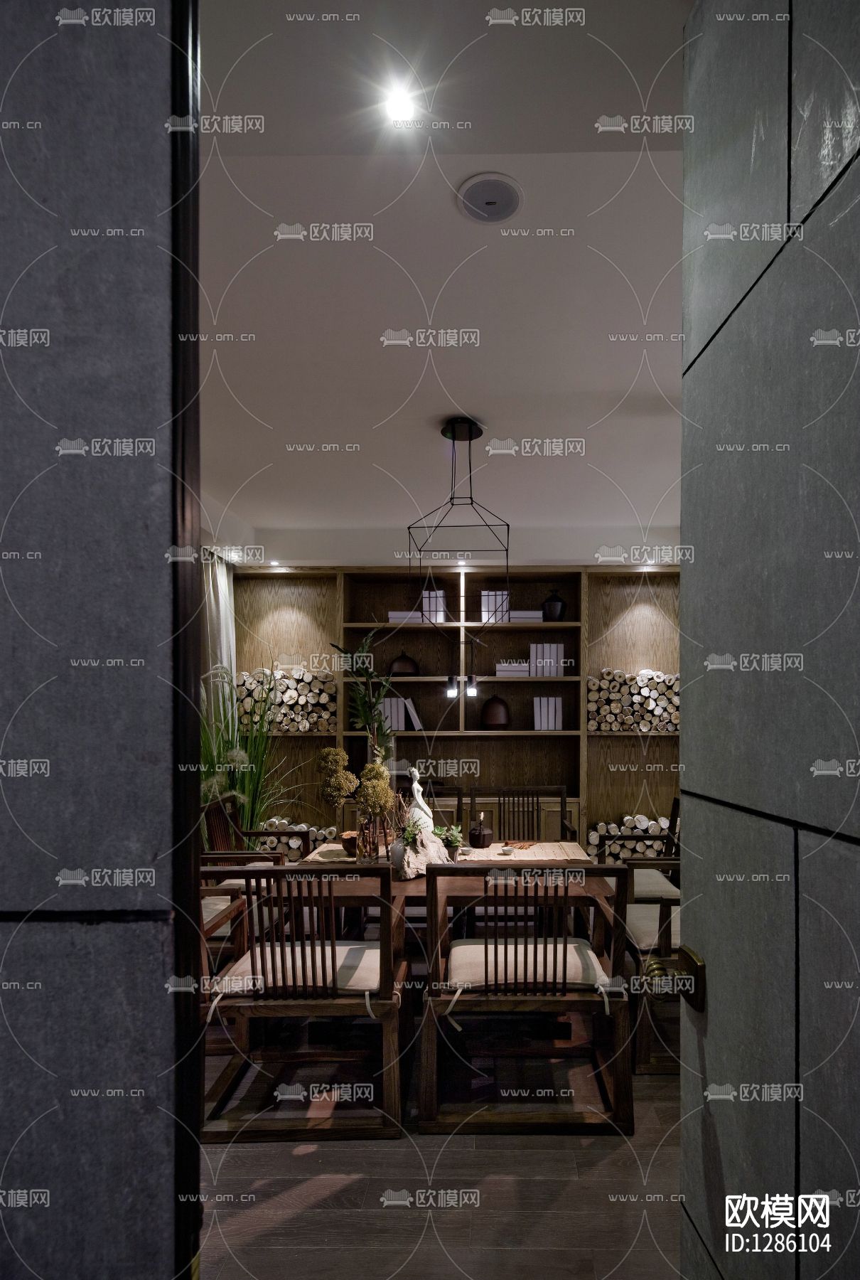 中式茶室会所cad施工图下载（渲染图5）