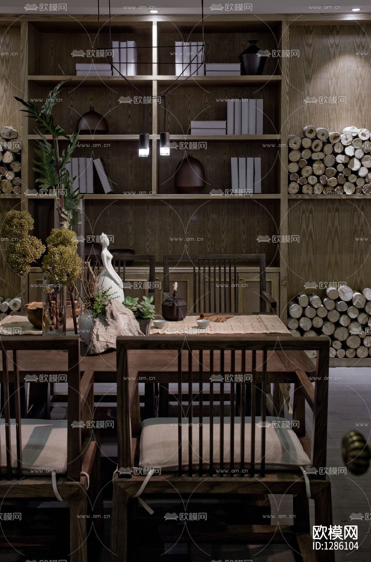 中式茶室会所cad施工图下载（渲染图7）