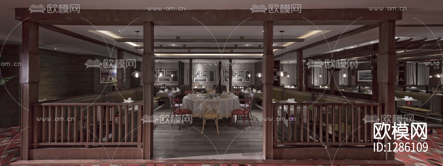 中式餐厅实景照片cad施工图下载（渲染图5）