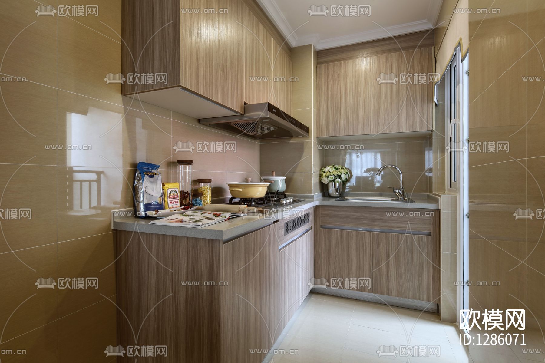 现代简约家居样板间cad施工图下载（渲染图3）