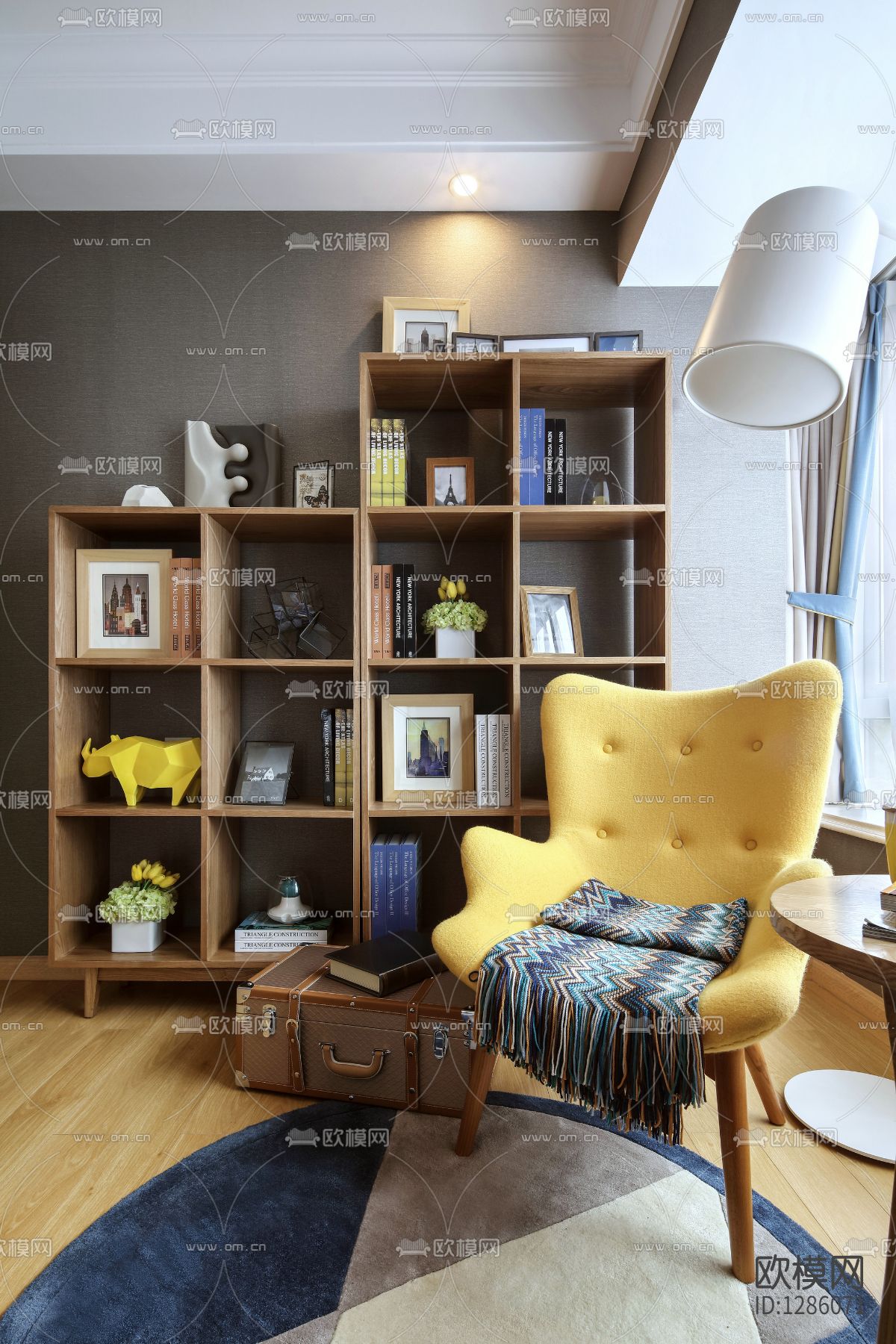 现代简约家居样板间cad施工图下载（渲染图5）