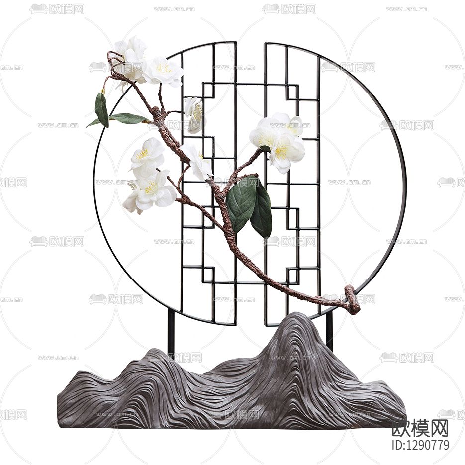 新中式禅意插花摆件下载