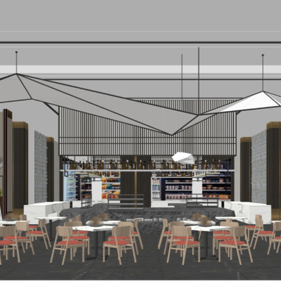  现代酒店宴会厅su模型 