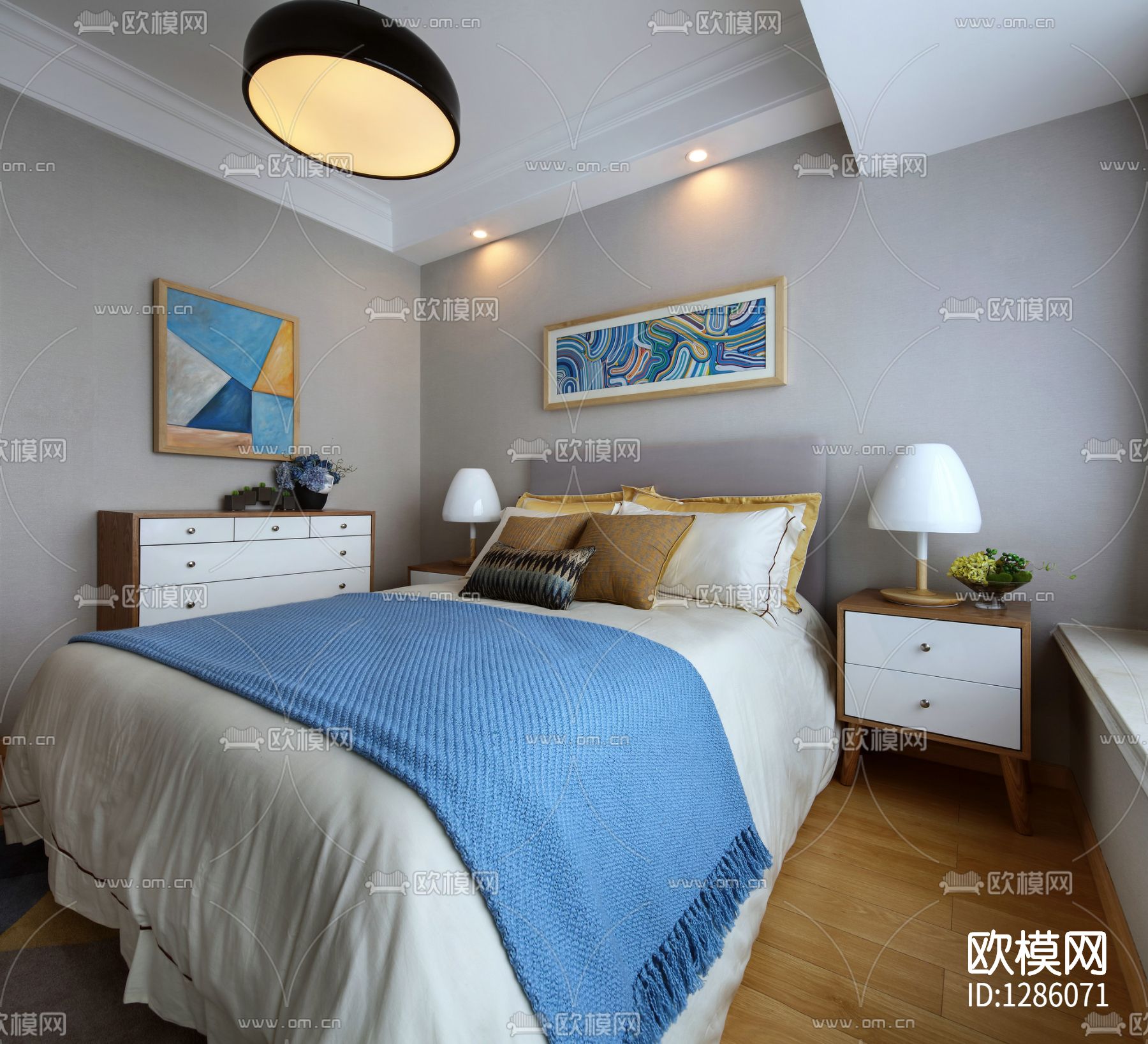 现代简约家居样板间cad施工图下载（渲染图4）