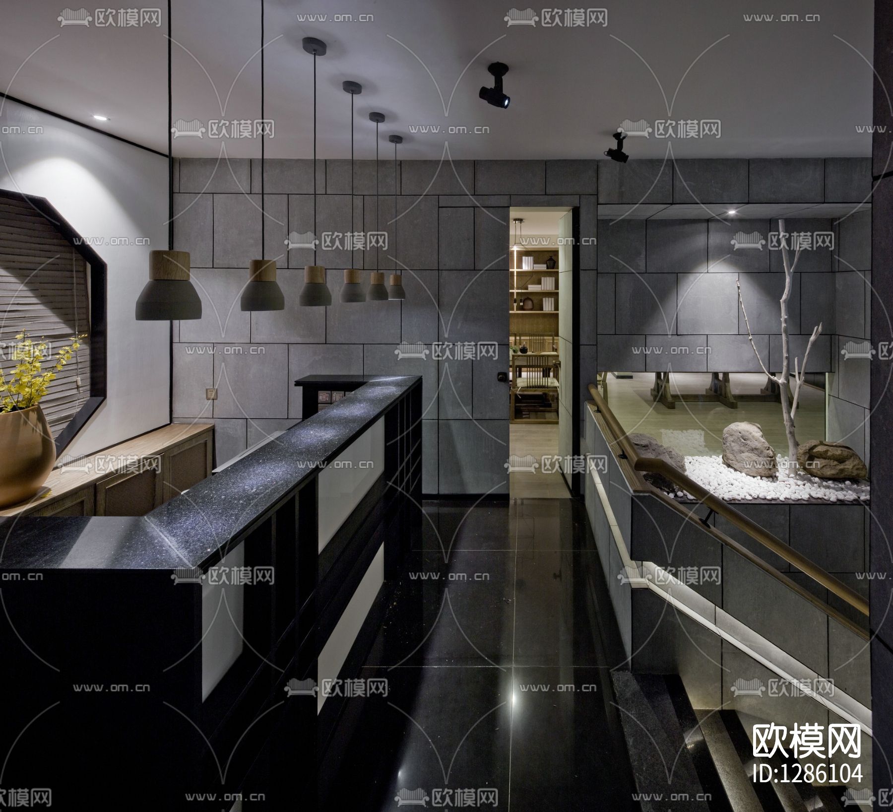 中式茶室会所cad施工图下载（渲染图2）