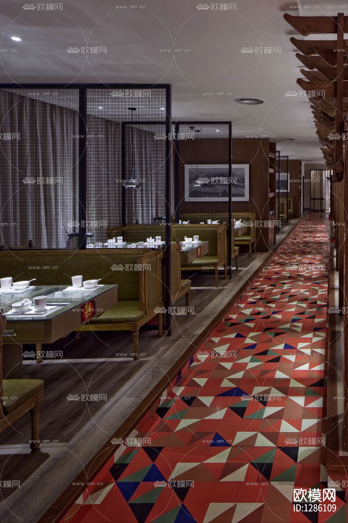 中式餐厅实景照片cad施工图下载（渲染图2）