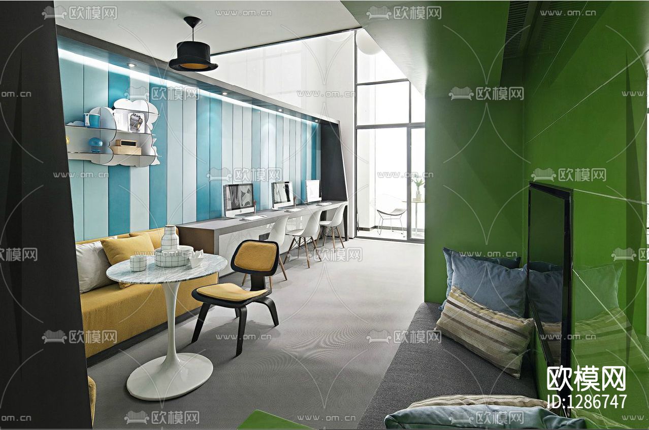销售中心办公样板间cad施工图