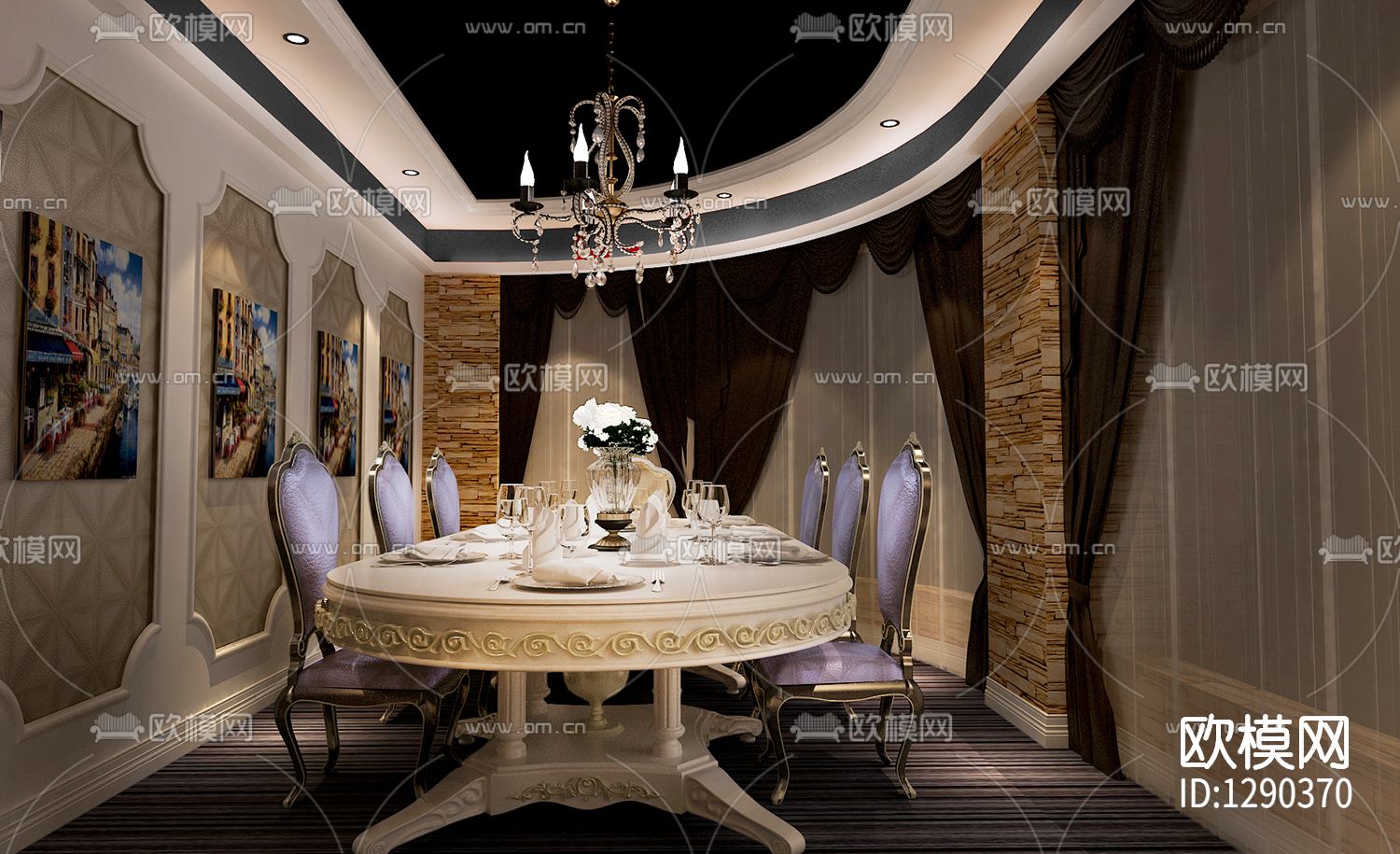 欧式咖啡厅cad施工图下载（渲染图7）