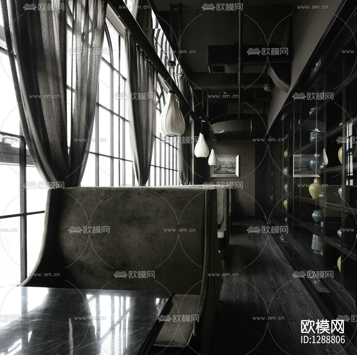 叙品设计  欧兰迪咖啡厅cad施工图下载（渲染图6）