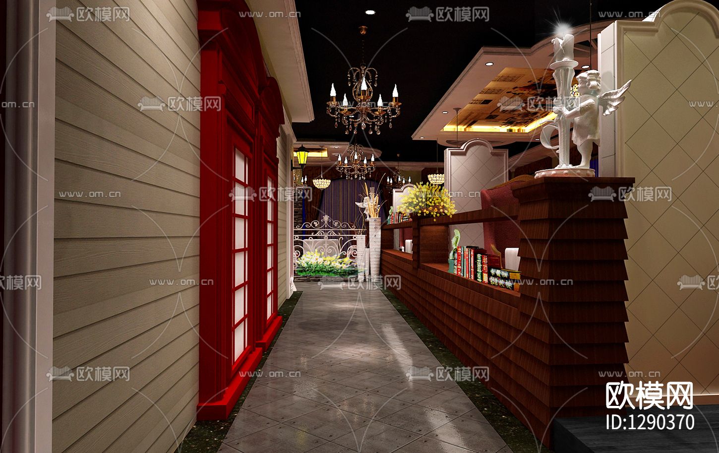 欧式咖啡厅cad施工图下载（渲染图9）