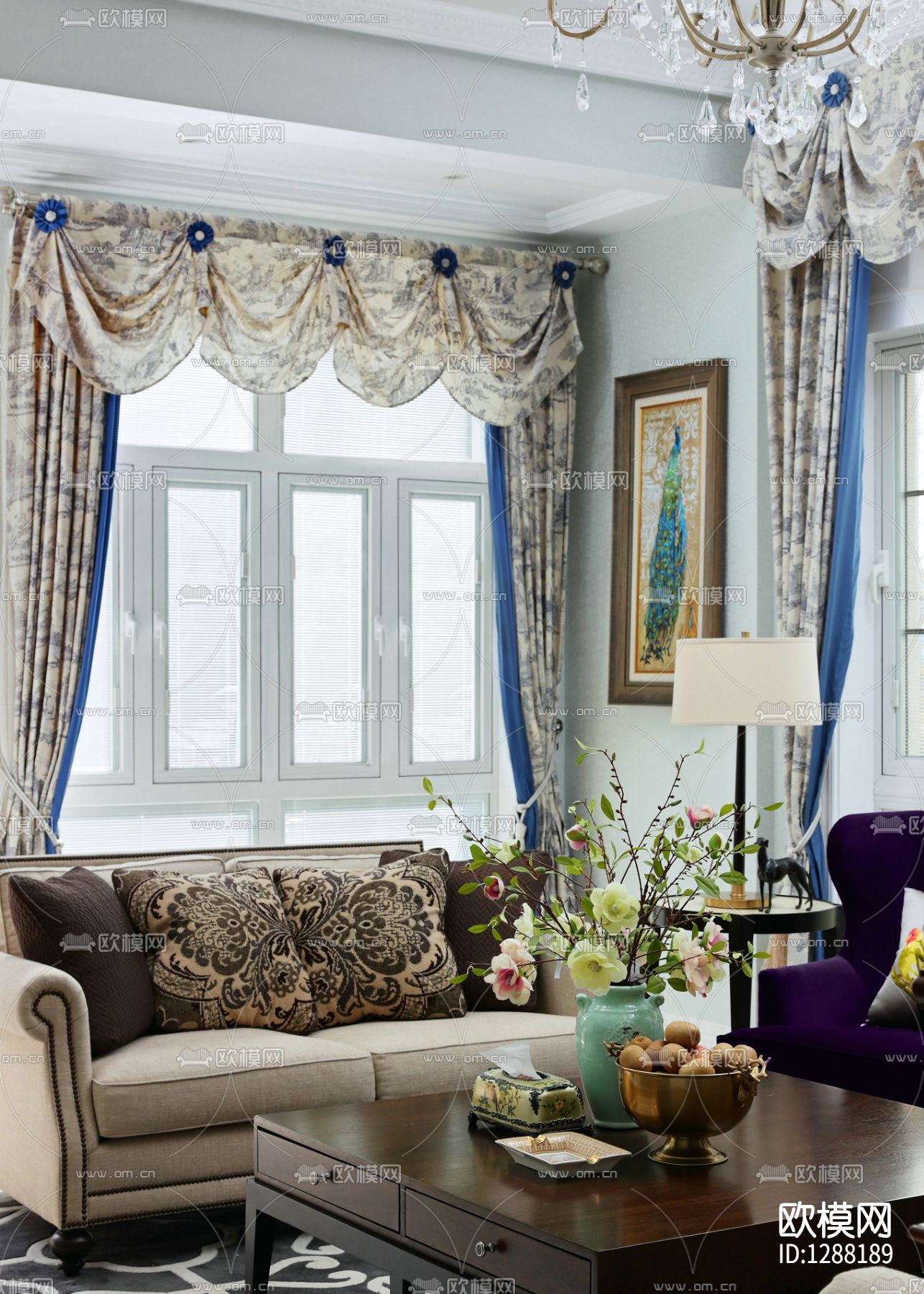 简欧样板房cad施工图下载（渲染图4）