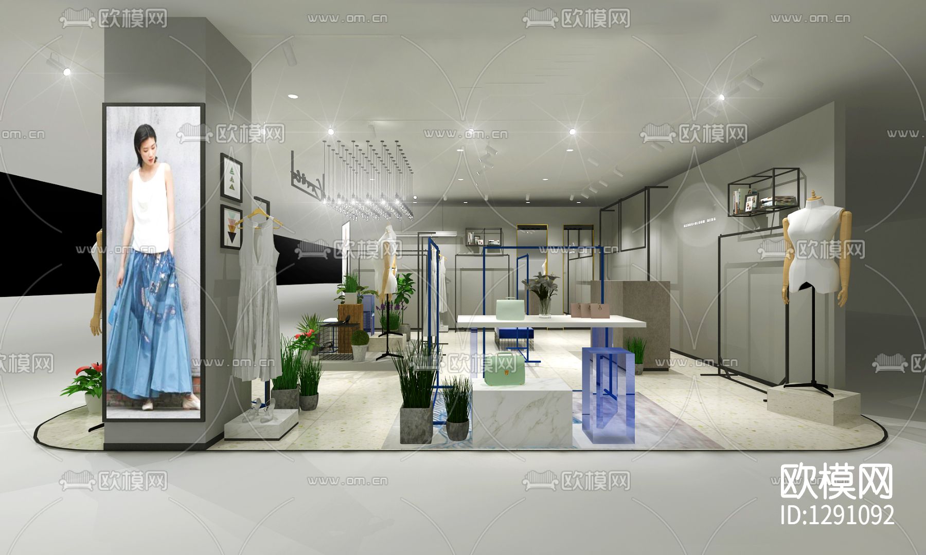 现代服装店cad施工图下载（渲染图1）