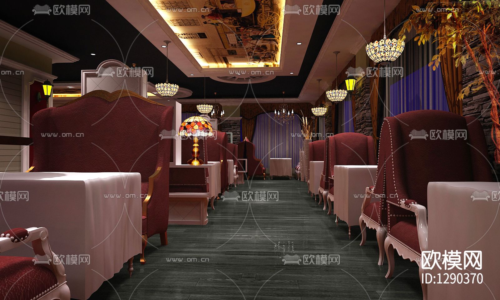 欧式咖啡厅cad施工图下载（渲染图8）