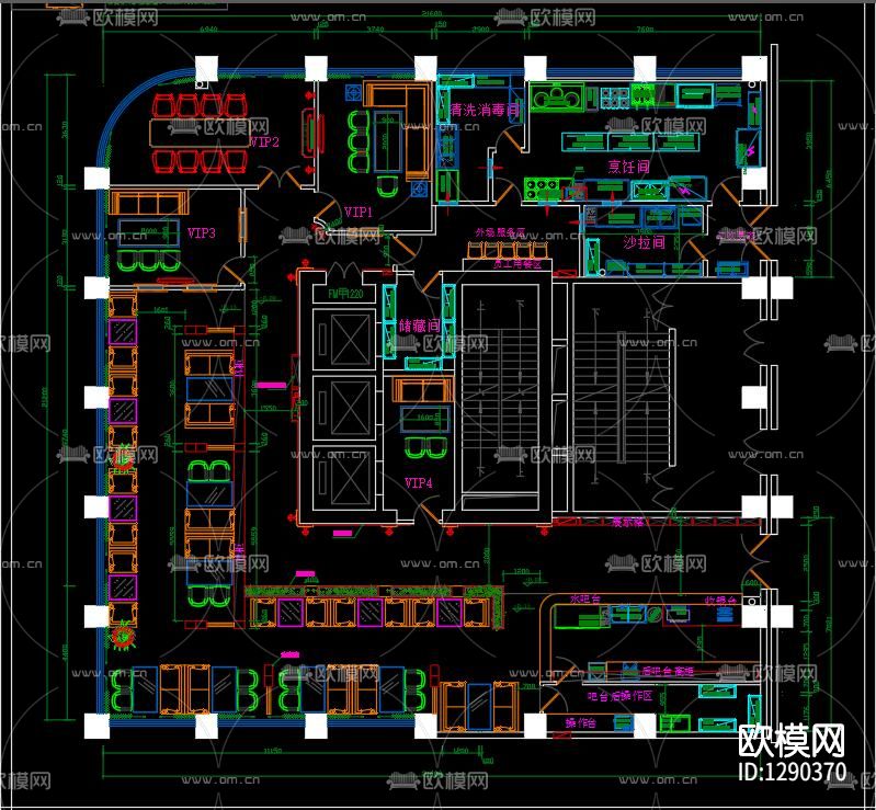 欧式咖啡厅cad施工图下载（渲染图5）