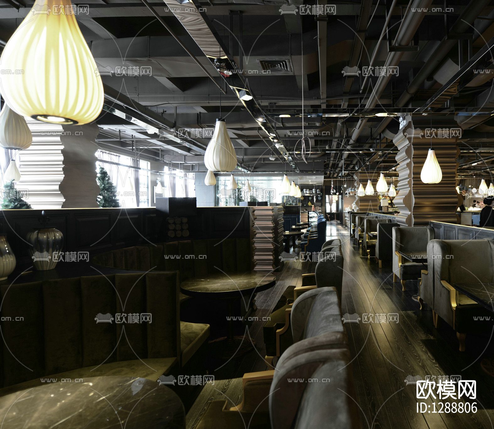 叙品设计  欧兰迪咖啡厅cad施工图下载（渲染图1）