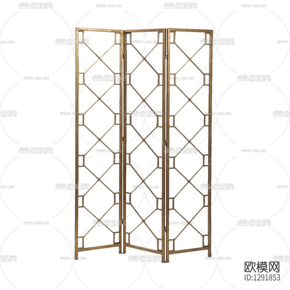 现代轻奢金属镂空屏风下载