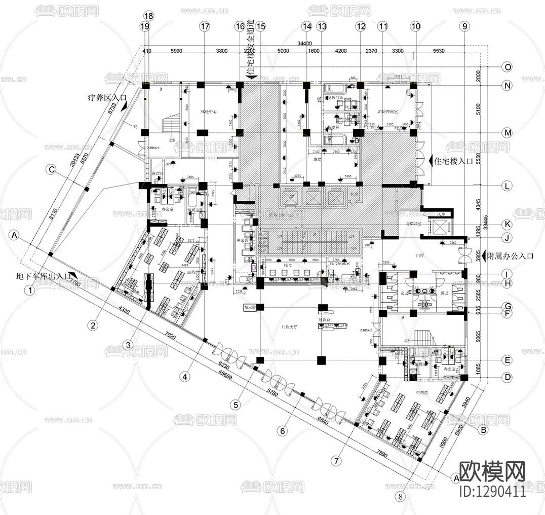中医馆cad施工图下载（渲染图1）