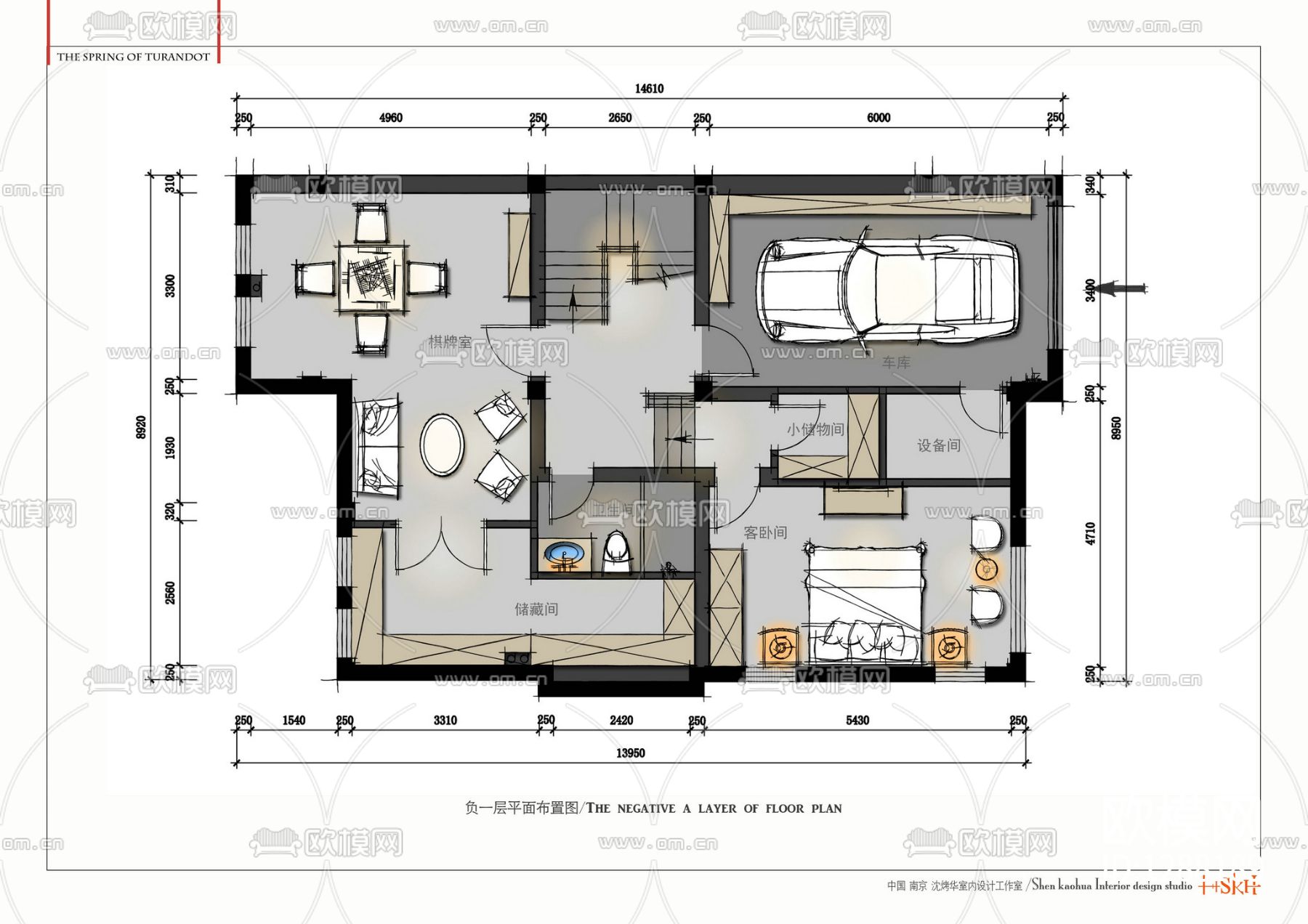 简欧样板房cad施工图下载（渲染图3）