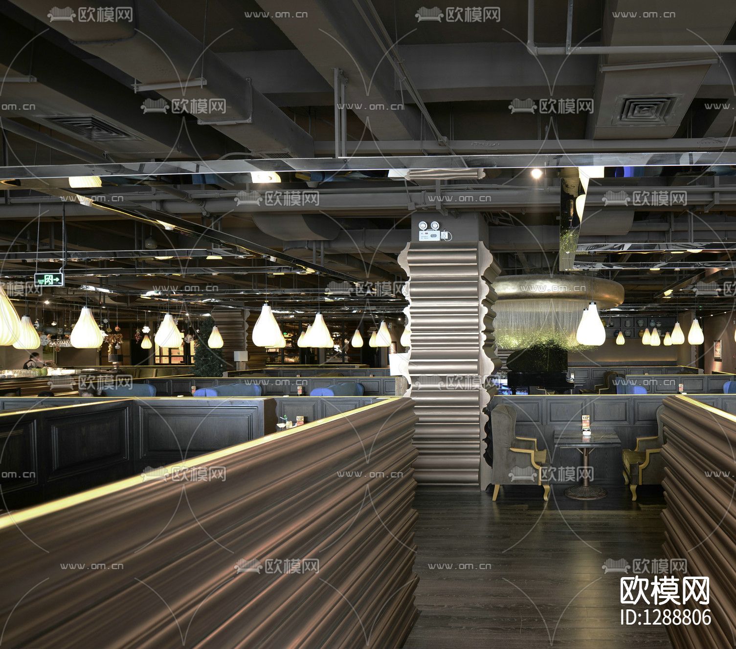 叙品设计  欧兰迪咖啡厅cad施工图下载（渲染图3）