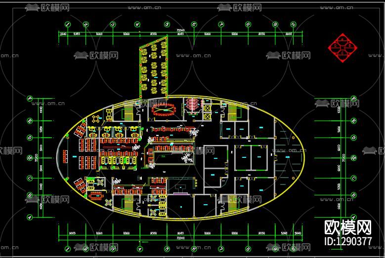 自然风咖啡厅cad施工图下载（渲染图1）