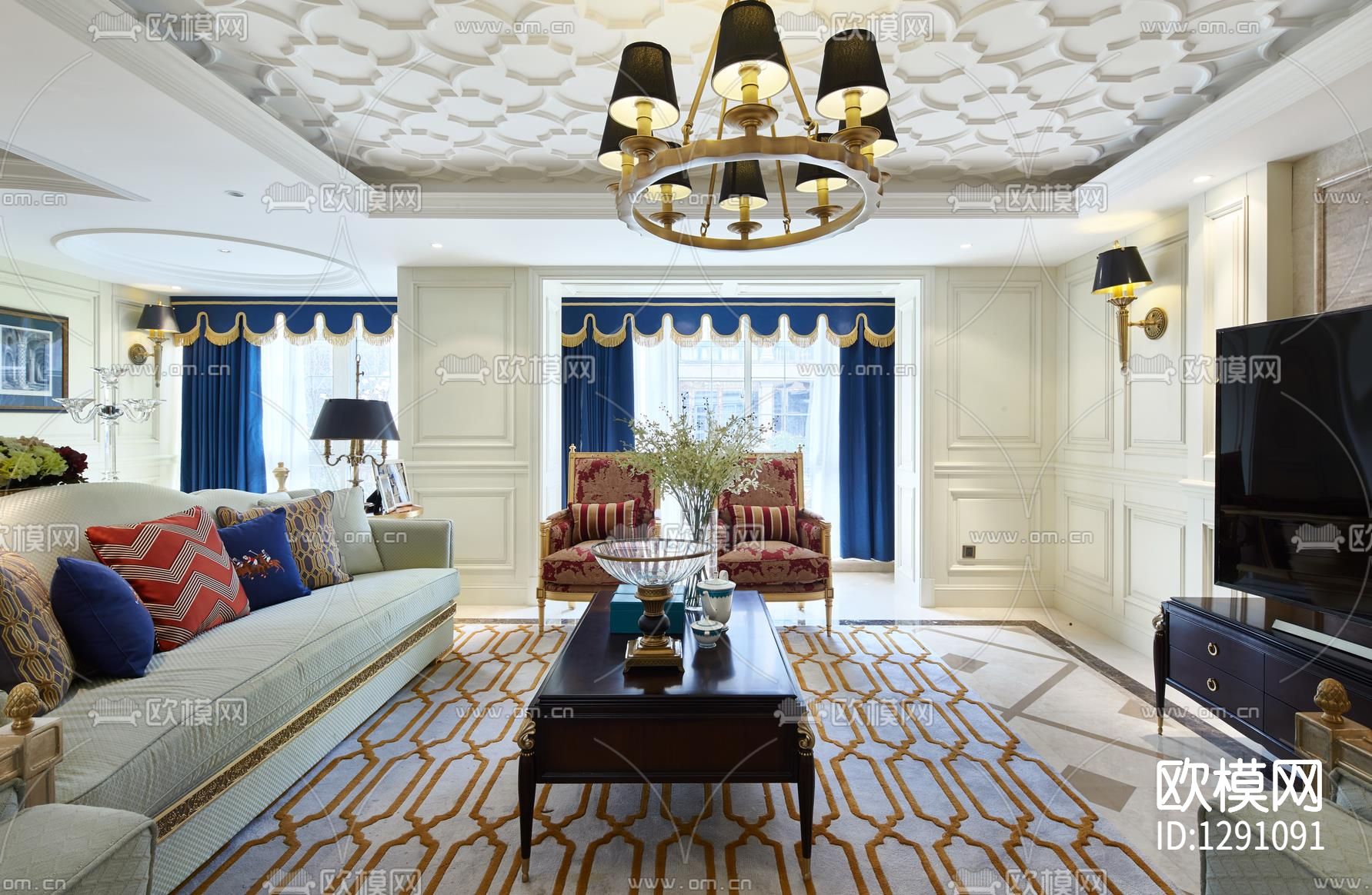 康盛国际别墅cad施工图下载（渲染图1）