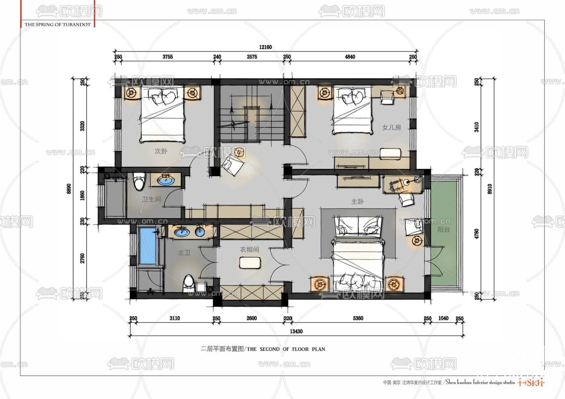 简欧样板房cad施工图下载（渲染图5）