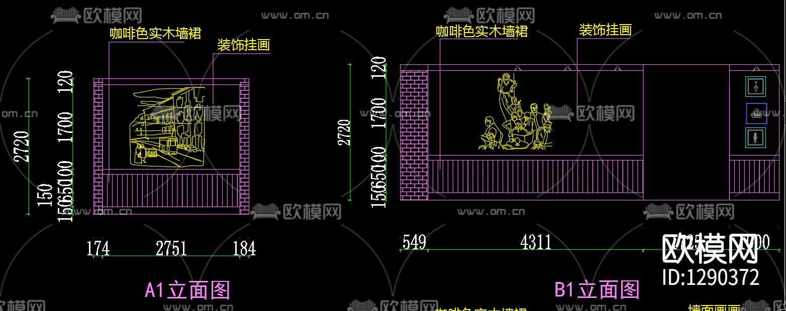 意式咖啡厅cad施工图下载（渲染图5）
