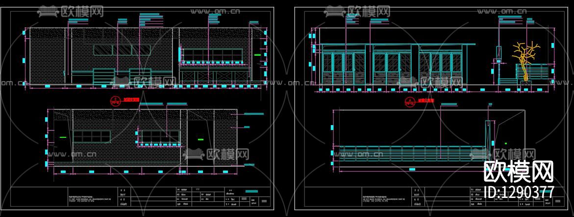 自然风咖啡厅cad施工图下载（渲染图4）