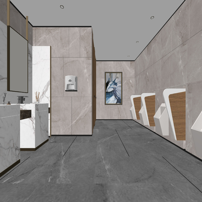  现代商场洗手间su模型 