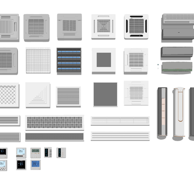  现代空调柜机外机su模型 